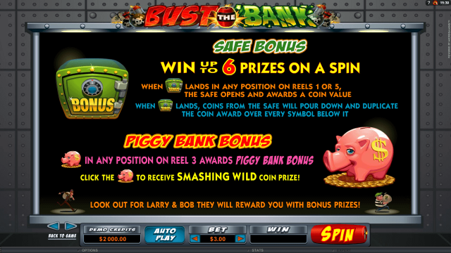 Игровой интерфейс Bust The Bank 1